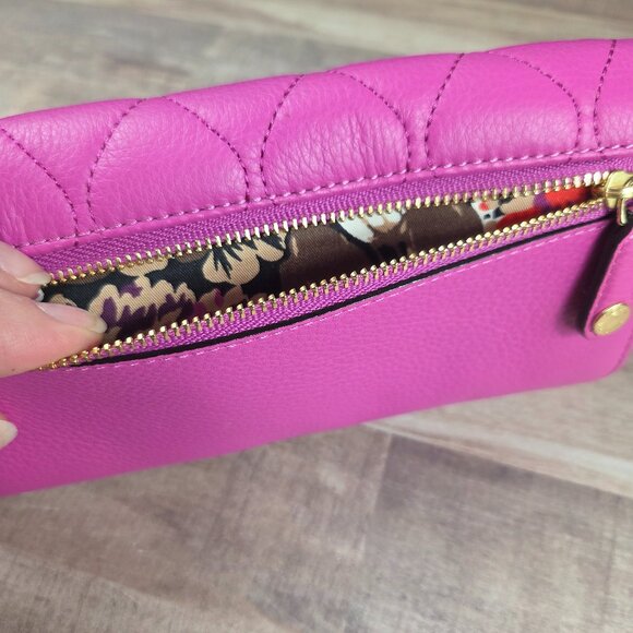 Vera Bradley Magenta Leather Quilted Audrey Wallet - Picture 9 of 13